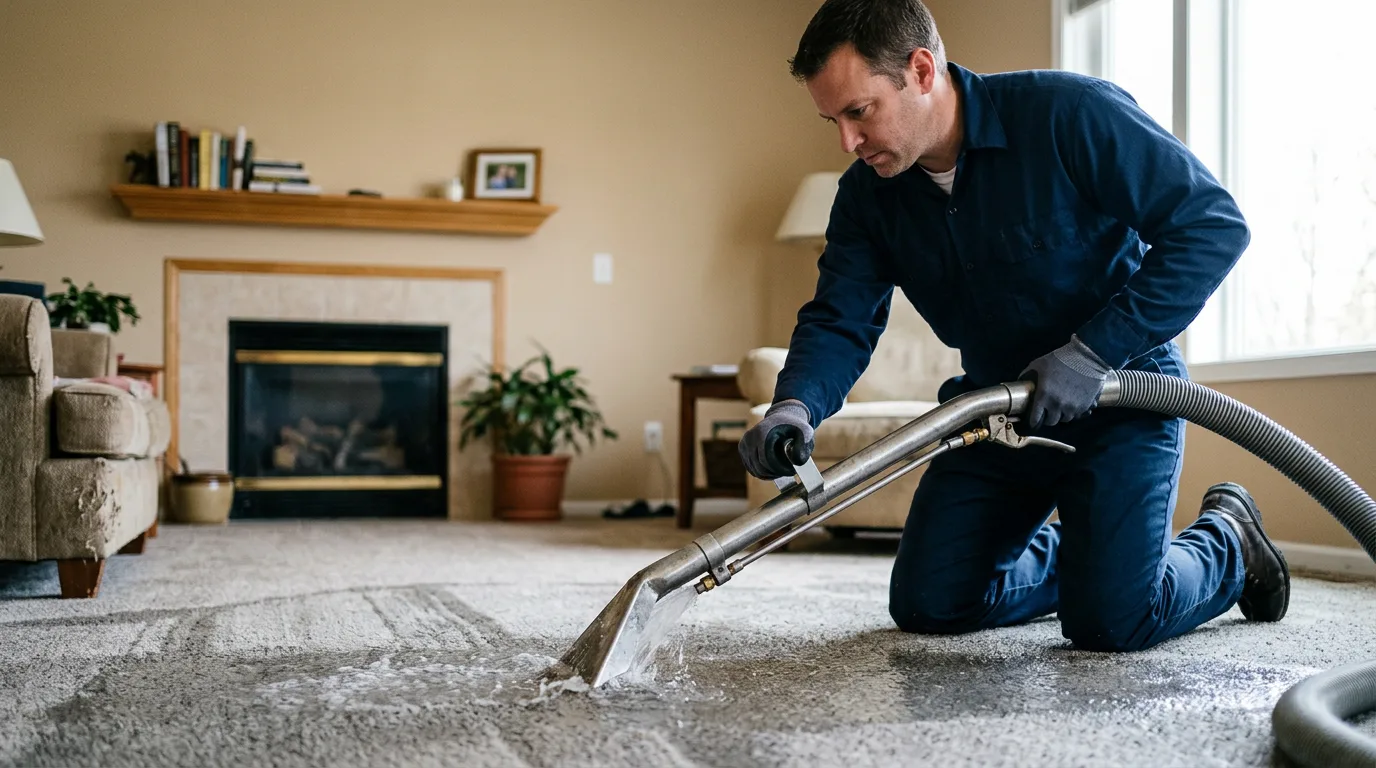 Water damage restoration technician working near Sheldahl, IA
